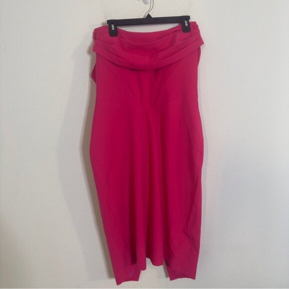 Lavish Alice Eliza curve strapless cowl corset magenta pink midi dress - Picture 3 of 8